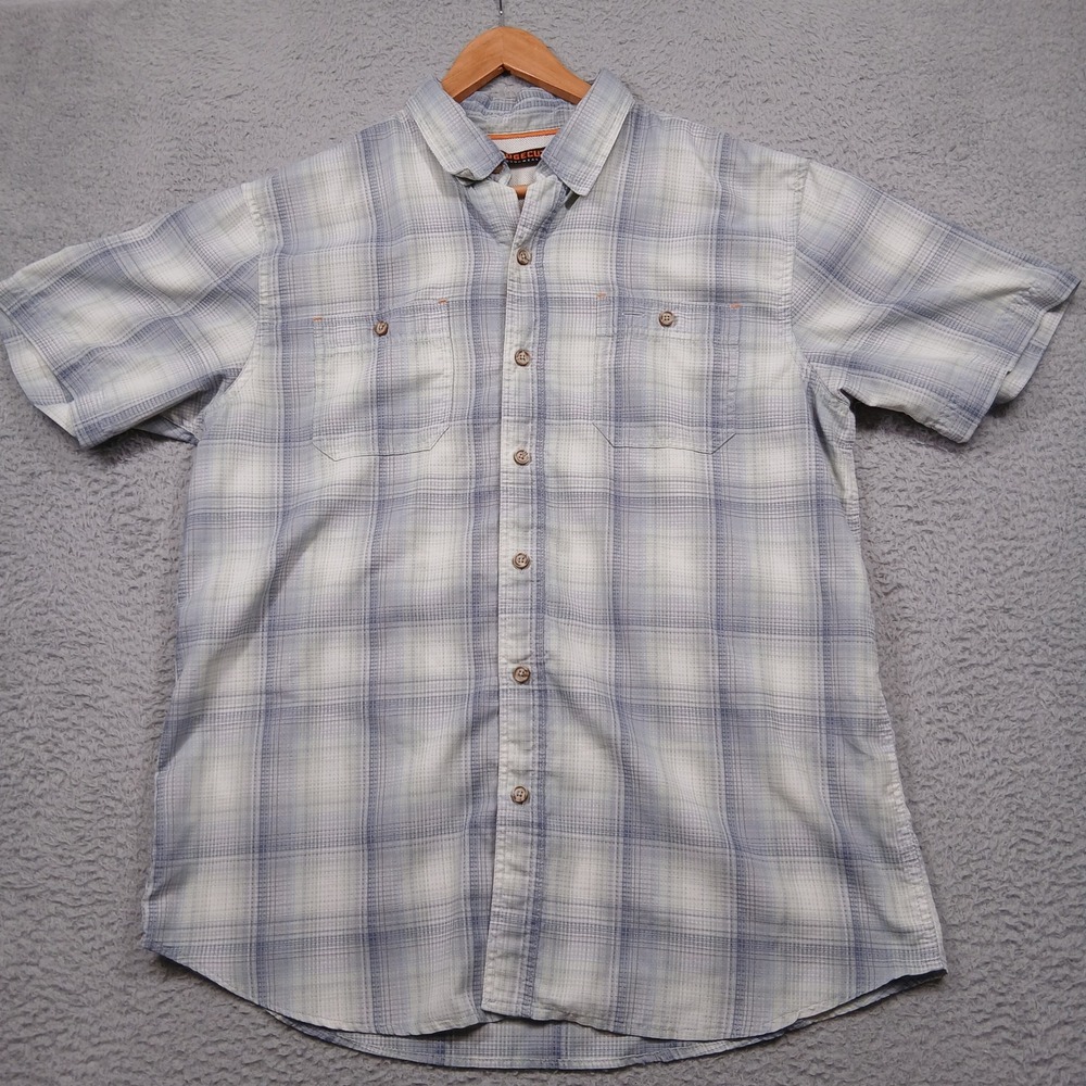 Ridgecut Toughwear Men's‎ L Short Sleeve Plaid Button Up Work Shirt Blue